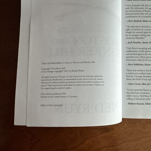 The Adversaries: A Story of Boston and Bunker Hill Ned Ryun Softcover Book - Picture 7 of 7